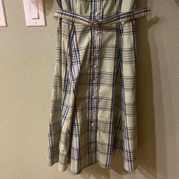 eShakti Green Plaid Vintage Looking Shirt Dress Size 8 - Picture 4 of 11